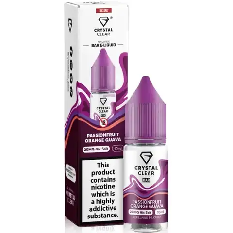 Passionfruit Orange Guava Nic Salt E-Liquid by Crystal Clear Bar Salts 10ml - 10mg